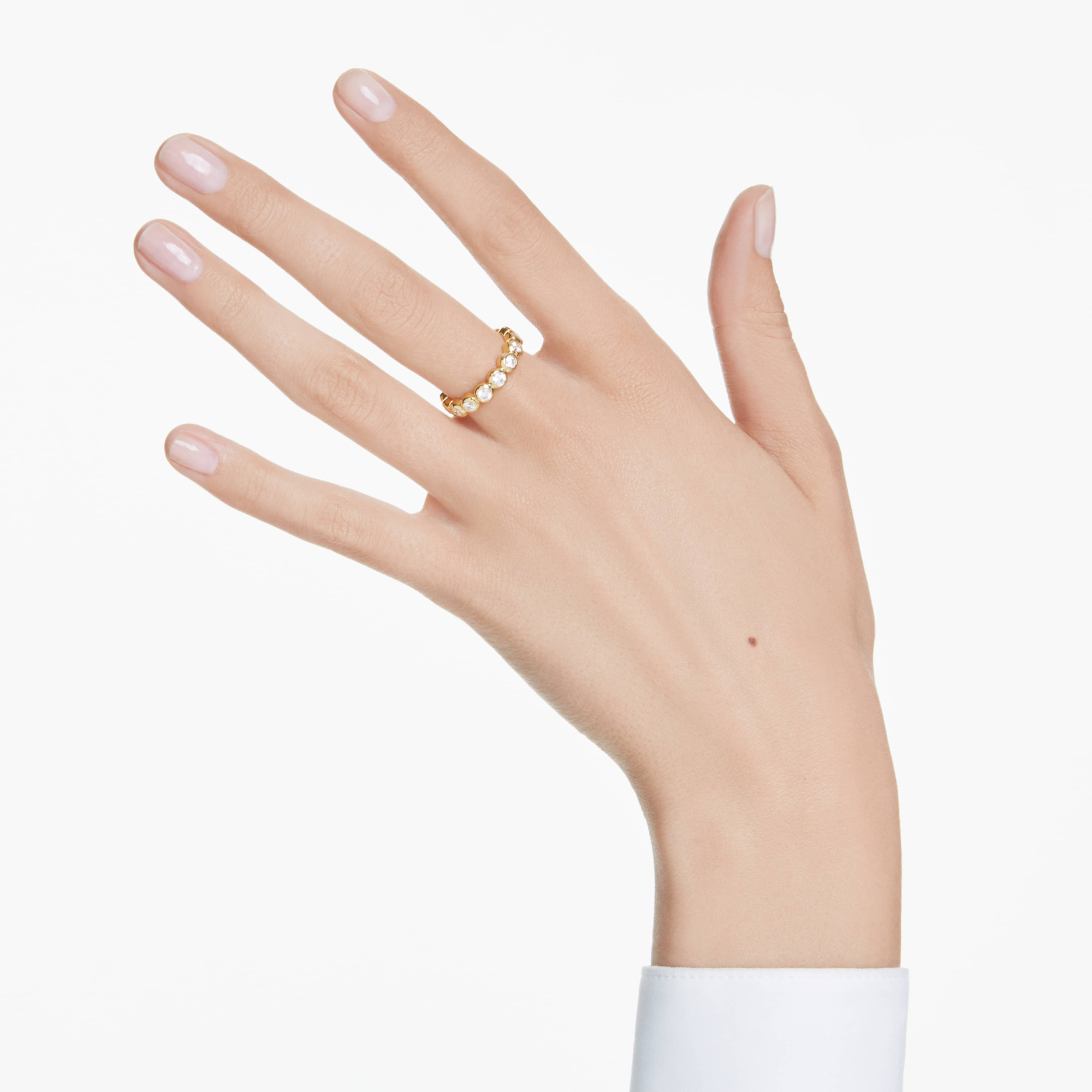 Swarovski Imber ring with round-cut white crystal, gold-tone plated band, elegant jewelry accessory