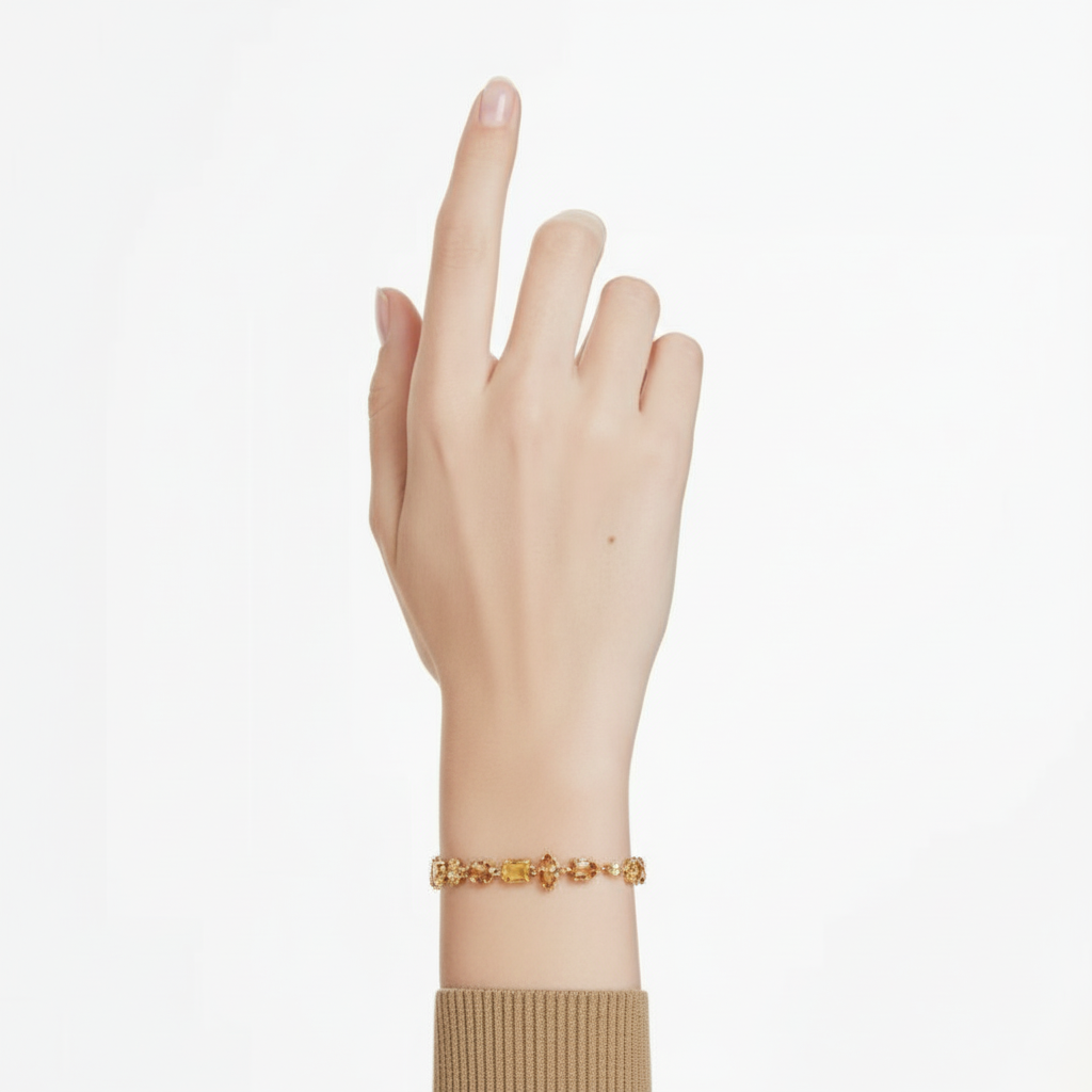 Swarovski Gema bracelet featuring sparkling crystal beads and silver-tone accents on a delicate chain.
