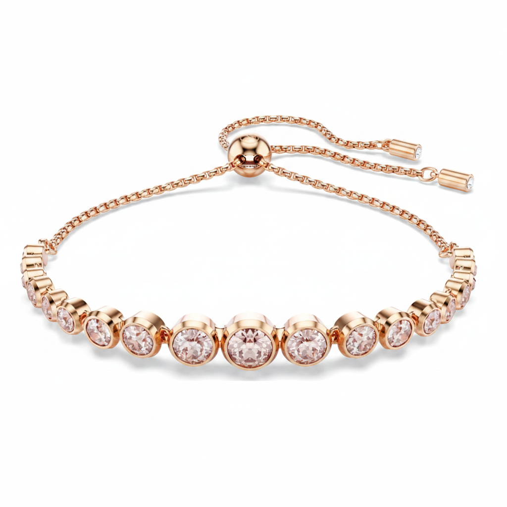 Swarovski Imber tennis bracelet featuring sparkling crystal stones arranged in a sleek, elegant design on a silver-tone setting.