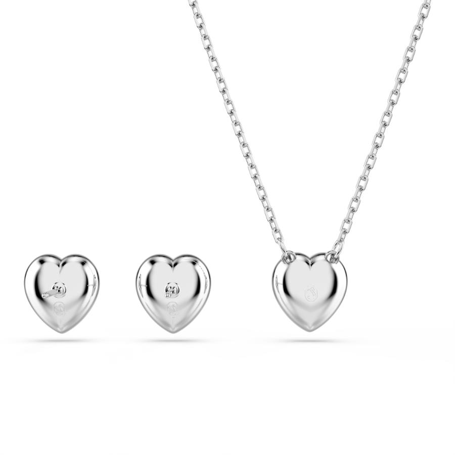 Swarovski Ariana Grande x Swarovski heart-shaped jewelry set with mixed cuts in white crystals, rhodium-plated finish.
