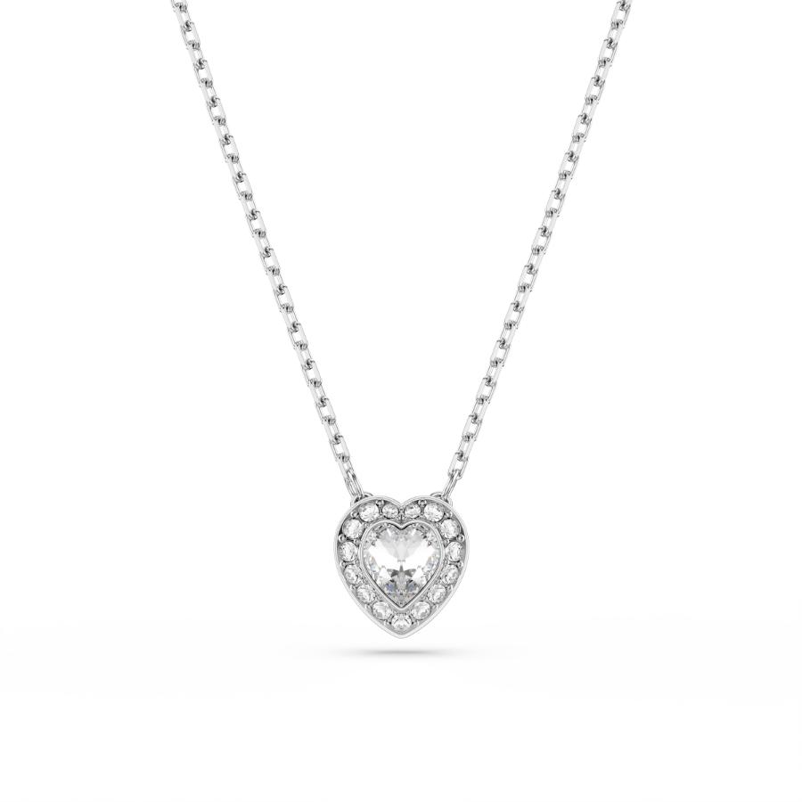 Swarovski Ariana Grande x jewelry set with mixed cut heart-shaped white crystals, rhodium plated for a sleek finish.