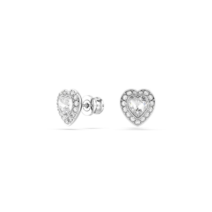 Swarovski Ariana Grande x Swarovski heart and mixed cut white crystal jewelry set with rhodium plating, elegant and sparkling.