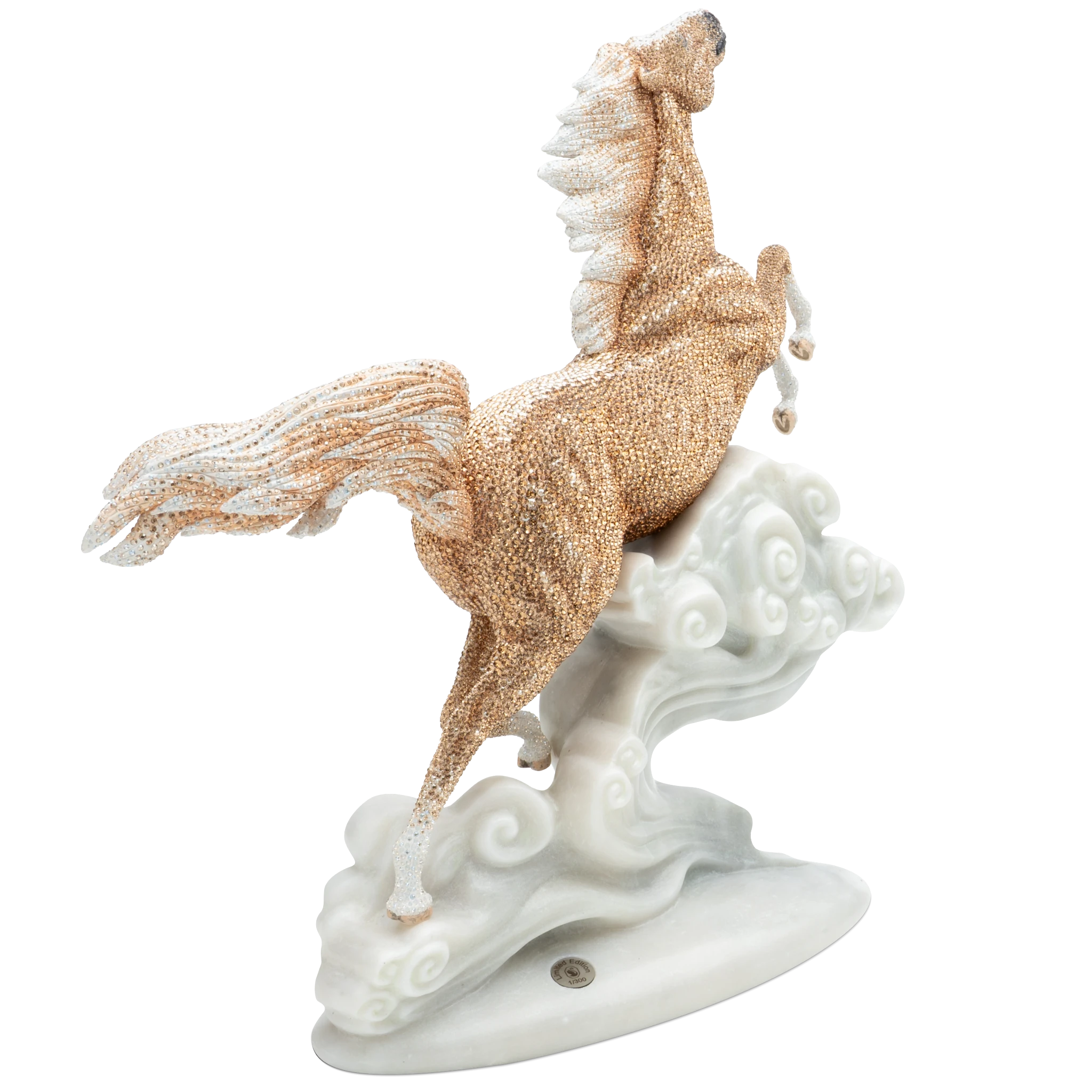 Swarovski Limited Edition Crystal Myriad Valiant Horse figurine with intricate detailing and shimmering crystal finish.