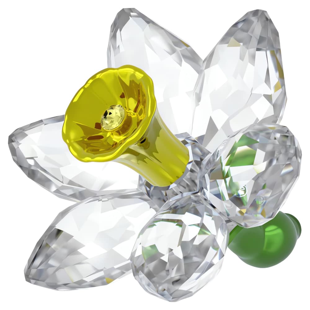 Swarovski Florere Daffodil crystal flower ornament with yellow and clear Swarovski crystals, delicate and detailed craftsmanship.