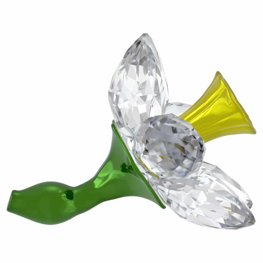 Swarovski Florere Daffodil crystal flower ornament with yellow and clear Swarovski crystals, detailed and elegant design.