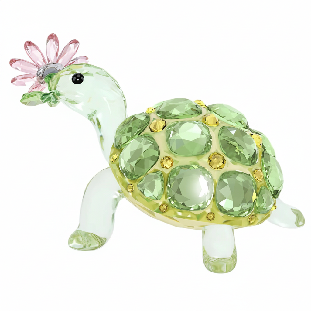 Swarovski Idyllia tortoise and daisy jewelry piece with intricate crystal details and elegant design.