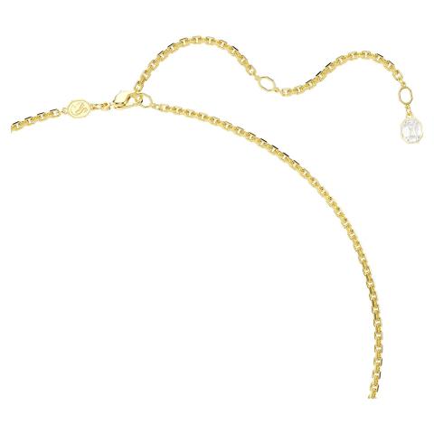 Swarovski Millenia Pendant with octagon cut caramel crystal, gold-tone plated jewelry, close-up showing sparkling gemstone and elegant design