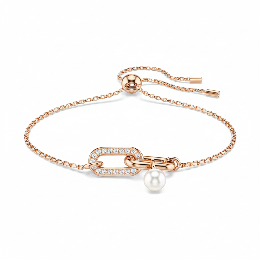 Swarovski Constella bracelet featuring sparkling crystal beads and silver-tone chain design, elegant jewelry accessory.