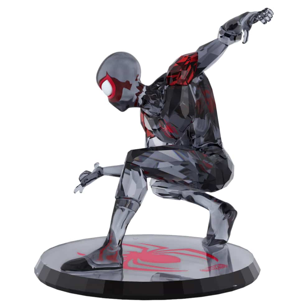 Swarovski Marvel Miles Morales figurine with detailed crystal craftsmanship, featuring Miles in his superhero costume.