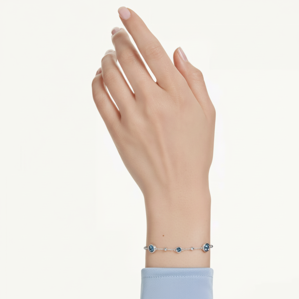 Swarovski Imber bracelet featuring sparkling crystal beads and a sleek silver-tone clasp, elegant jewelry accessory.