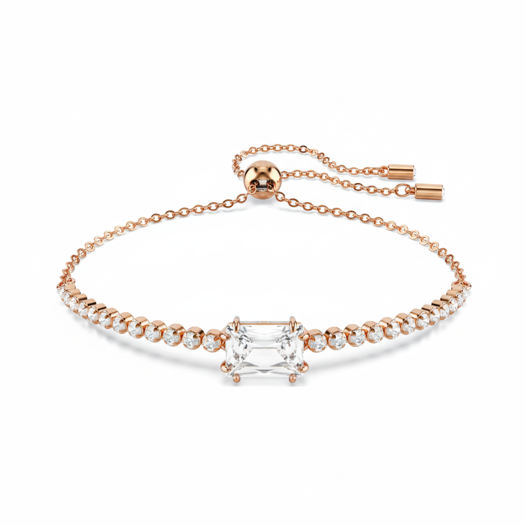 Swarovski Matrix Tennis Bracelet featuring sparkling crystal beads and a sleek silver-tone design.