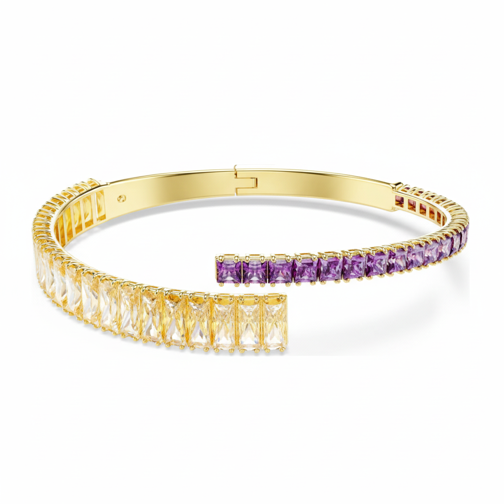 Swarovski Matrix Bangle featuring sparkling crystal accents and sleek silver-tone design on a white background