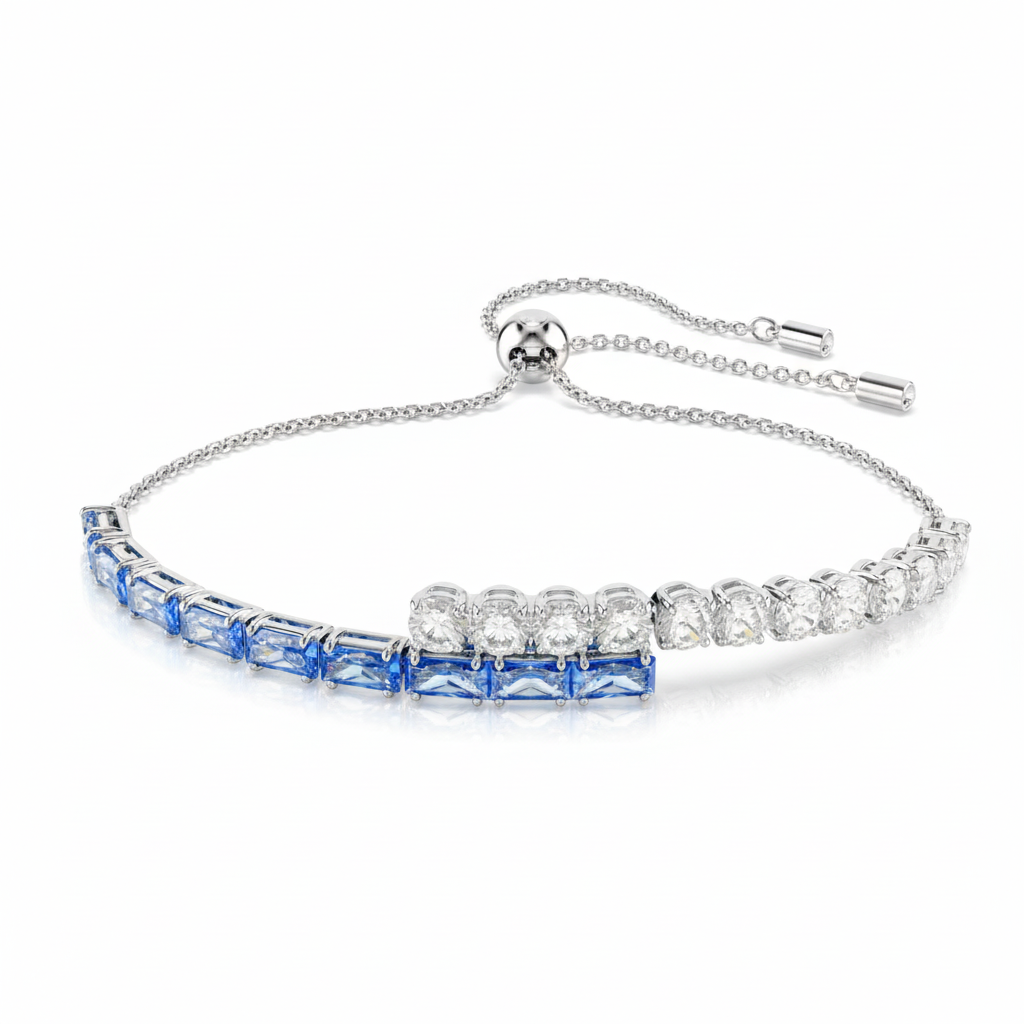 Swarovski Matrix bracelet featuring sparkling crystal beads and a sleek silver-tone chain design.