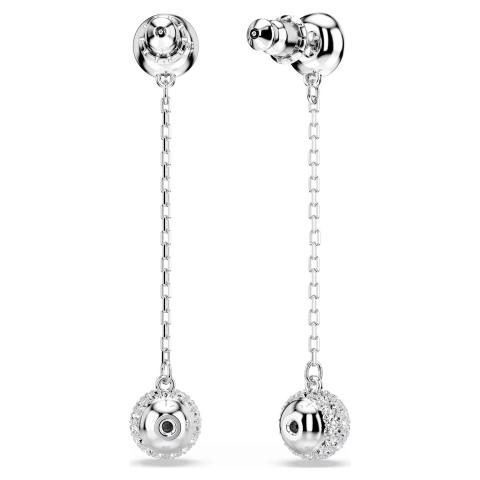 Swarovski Una Angelic Drop Earrings with round-cut white crystals and rhodium plating, elegant jewelry for special occasions