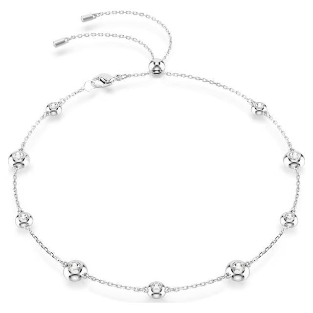 Swarovski Una Angelic Necklace with round cut and double-sided motifs in white rhodium plating, showcasing elegant jewelry design.