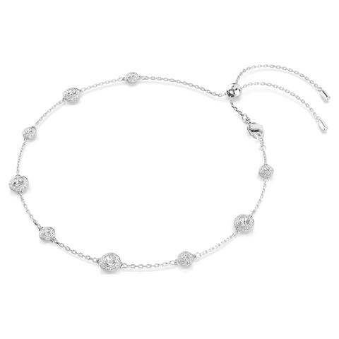 Swarovski Una Angelic Necklace with round cut motifs, double-sided design, white color, rhodium plated jewelry.