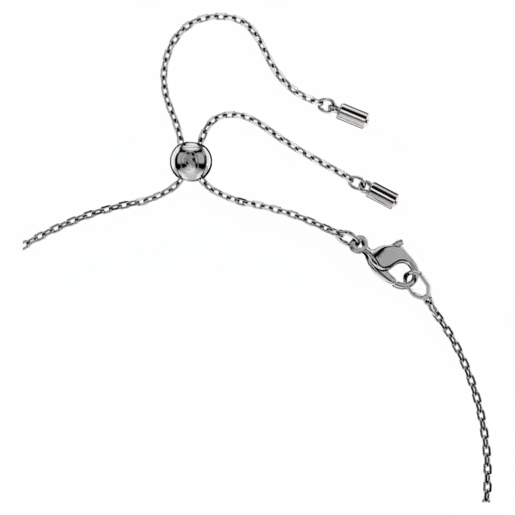 Swarovski Mesmera pendant with mixed gray cuts and ruthenium plating, showcasing elegant jewelry craftsmanship.