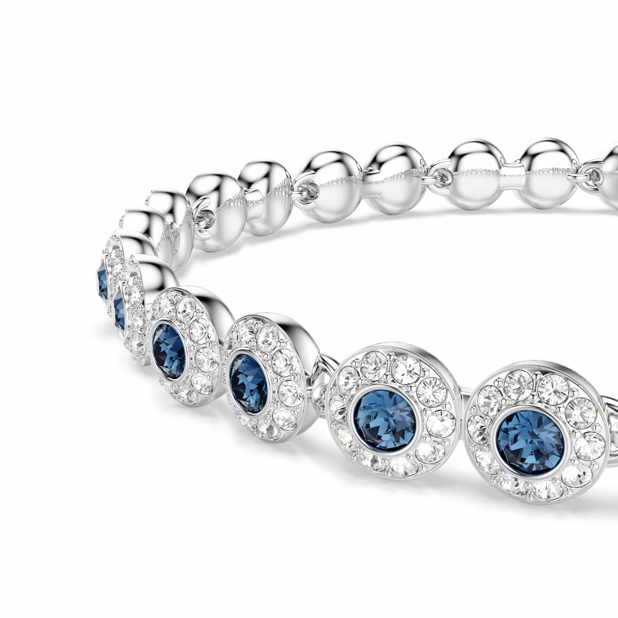 Swarovski Una Angelic Tennis Bracelet with sparkling crystal beads and delicate silver chain on a white background
