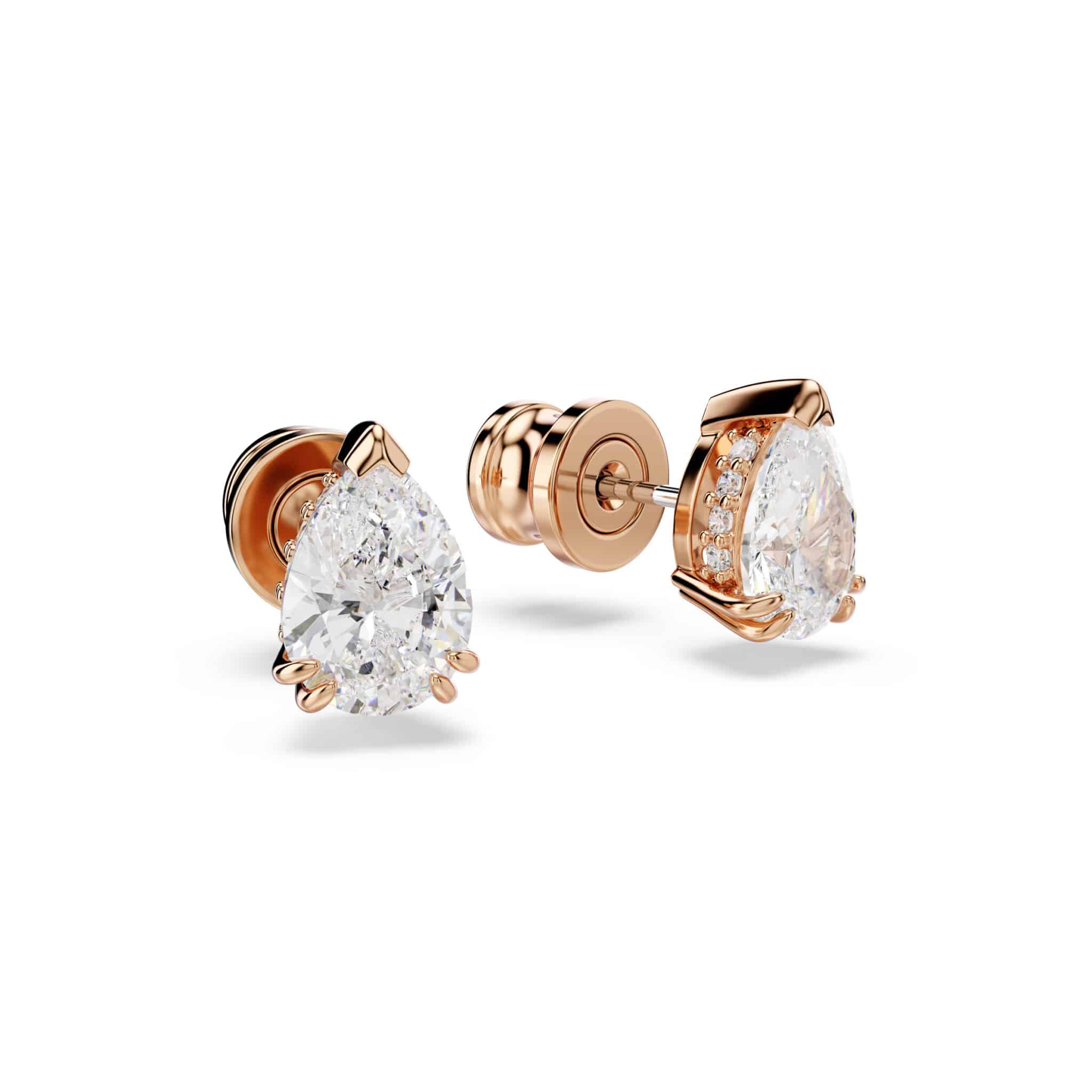 Swarovski Stilla earrings in rose gold tone plating with white gemstones, elegant and sparkling jewelry for special occasions.