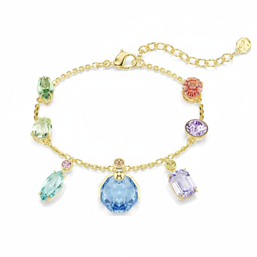 Swarovski Gema bracelet featuring sparkling crystal beads and silver-tone accents, elegant jewelry accessory.