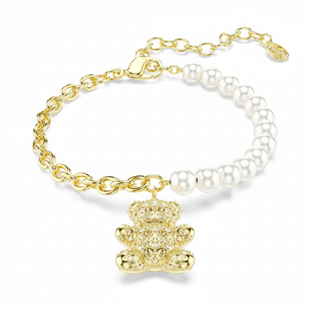 Swarovski Idyllia bracelet with sparkling crystal beads and silver-tone chain, elegant jewelry accessory.