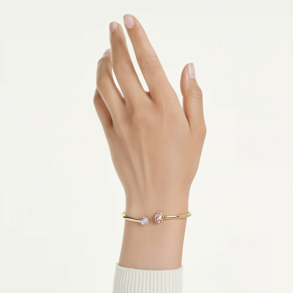 Swarovski Chroma Bangle with multicolored crystal accents and sleek silver-tone metal design.