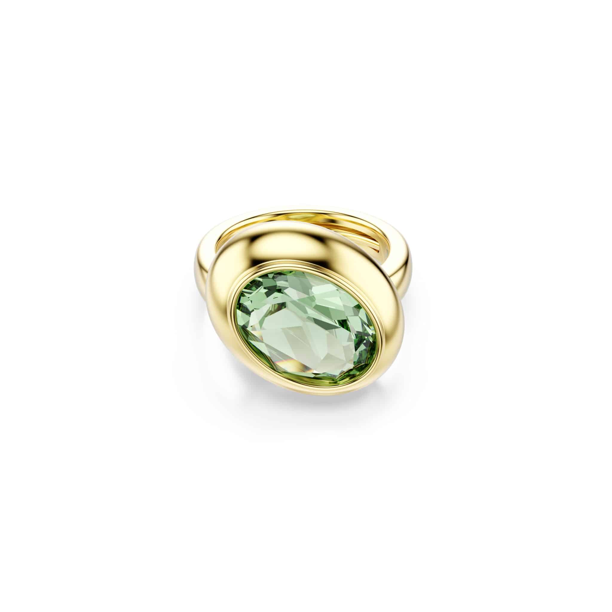 Swarovski Gema Motif ring set with three multicolored, gold-tone plated rings featuring sparkling crystal embellishments.