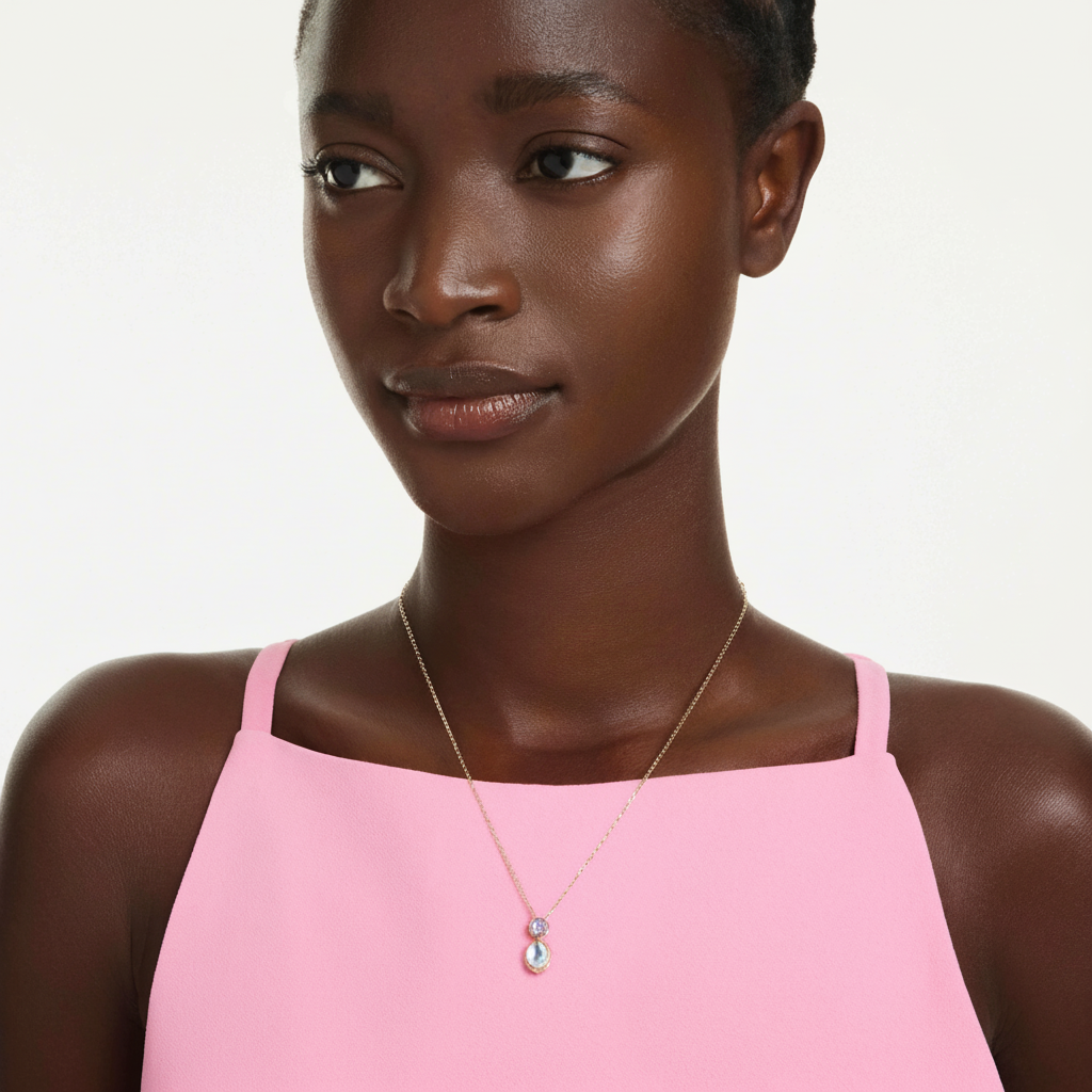 Swarovski Chroma Pendant with mixed multicolored cuts and gold-tone plating, featuring a sparkling crystal design.