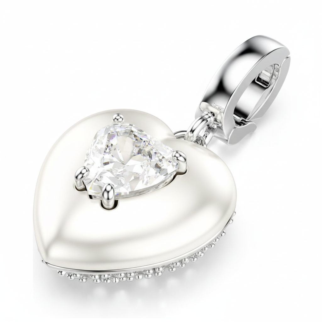 Swarovski Idyllia charm with sparkling crystal accents and intricate silver detailing, designed for jewelry or charm bracelets.