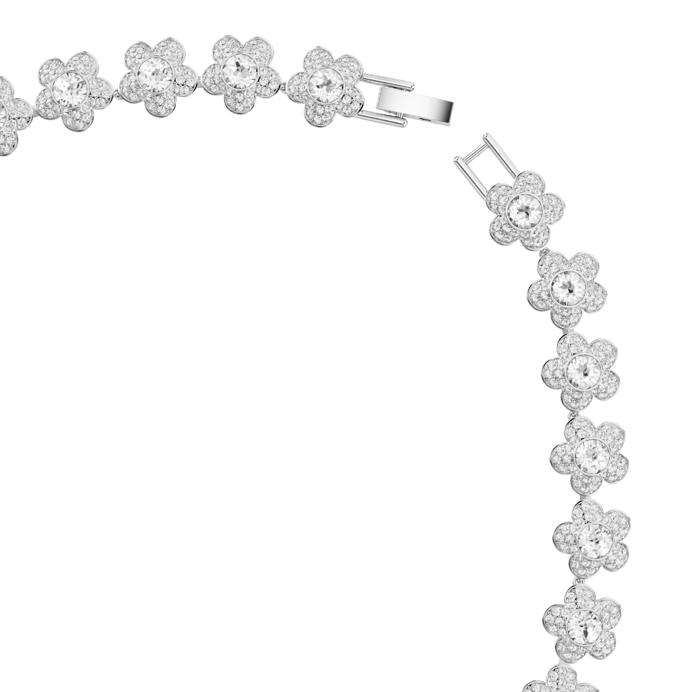 Swarovski Ariana Grande x necklace with round cut flower pendant in white rhodium plating, elegant jewelry accessory