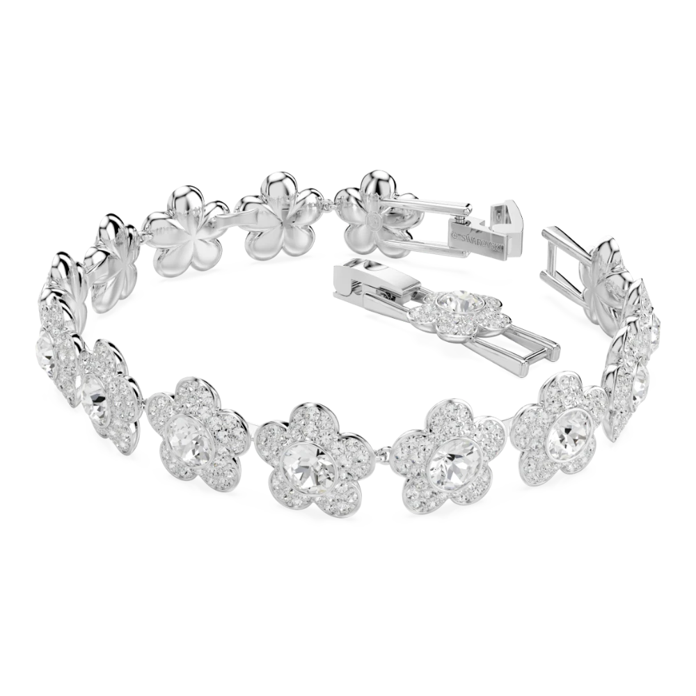 Swarovski Ariana Grande x bracelet with round-cut flower design, white crystals, rhodium plating, elegant jewelry accessory
