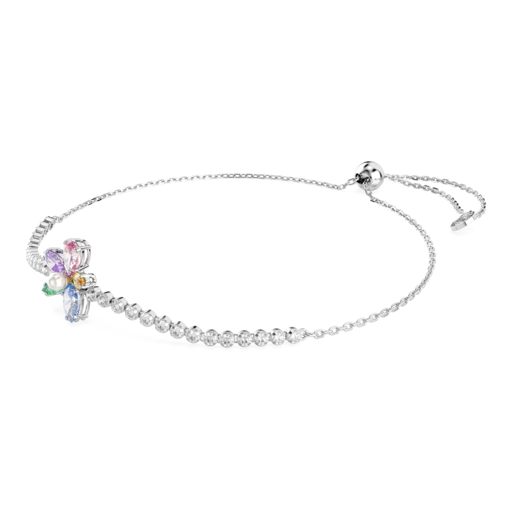 Swarovski Ariana Grande x bracelet with multicolored mixed cuts and flower design, rhodium plated jewelry accessory.