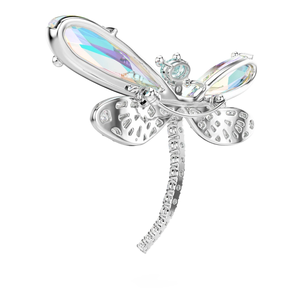 Swarovski Ariana Grande x Dragonfly brooch and hair accessory with green mixed cuts, rhodium plating, featuring a delicate dragonfly design