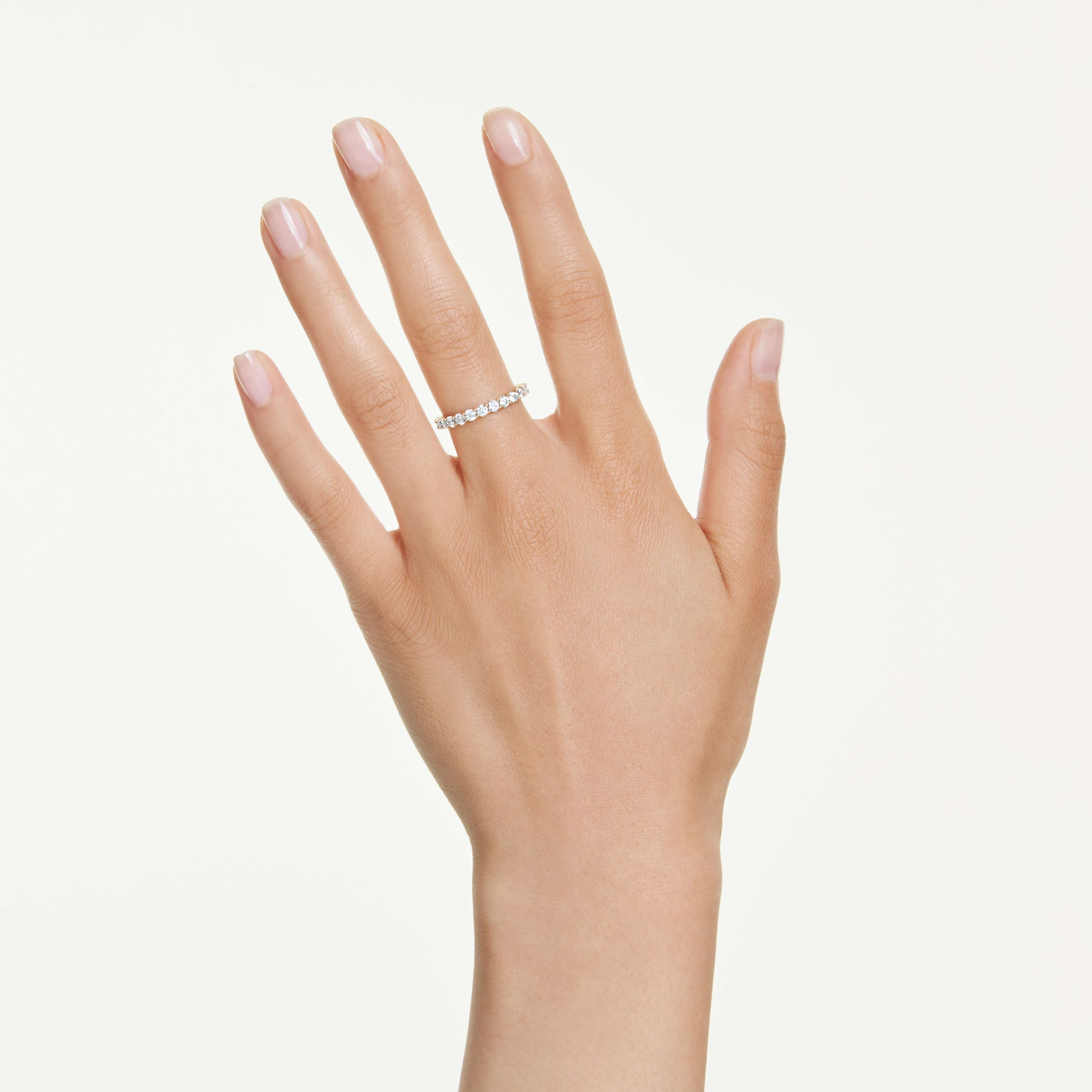 Swarovski Matrix Vittore band ring with round cut white gemstone and gold-tone plated finish, elegant jewelry accessory