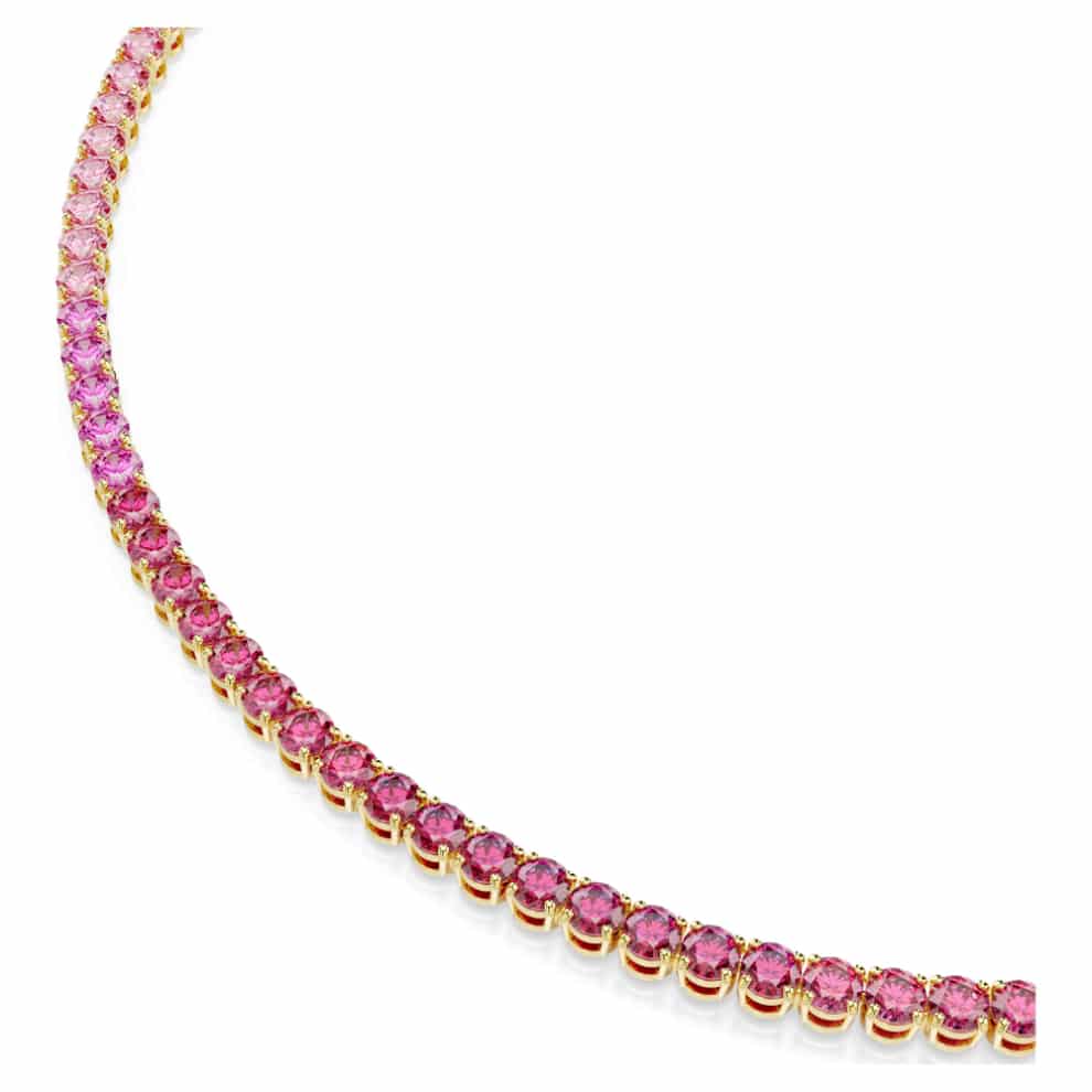 SWAROVSKI　Matrix Tennis　Pink　Necklace　M Swarovski Matrix Tennis Necklace, Round cut, Pink, Gold-tone