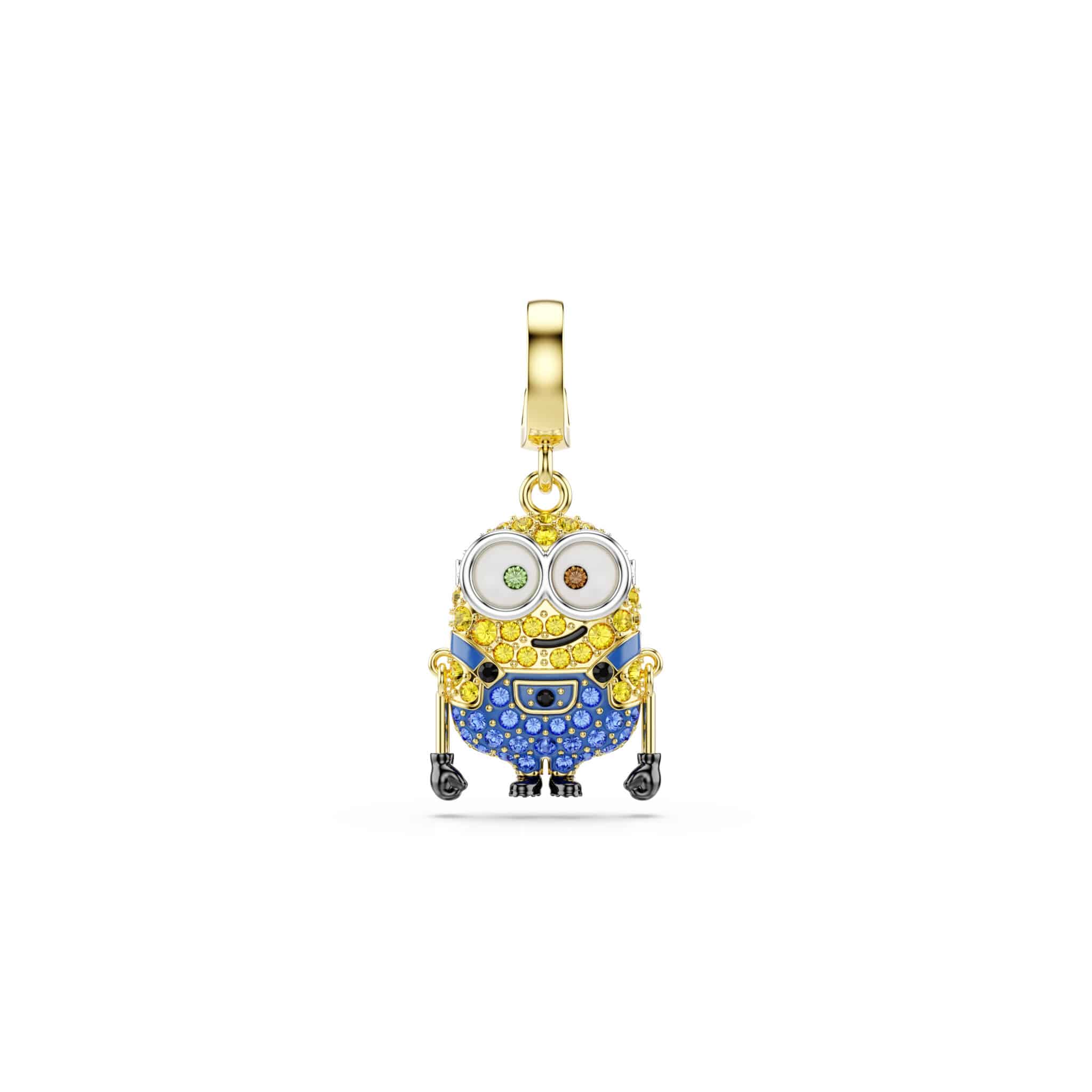 Swarovski Minions Bob charm with pavé crystals, featuring detailed Minions character in gold-tone metal and sparkling accents.