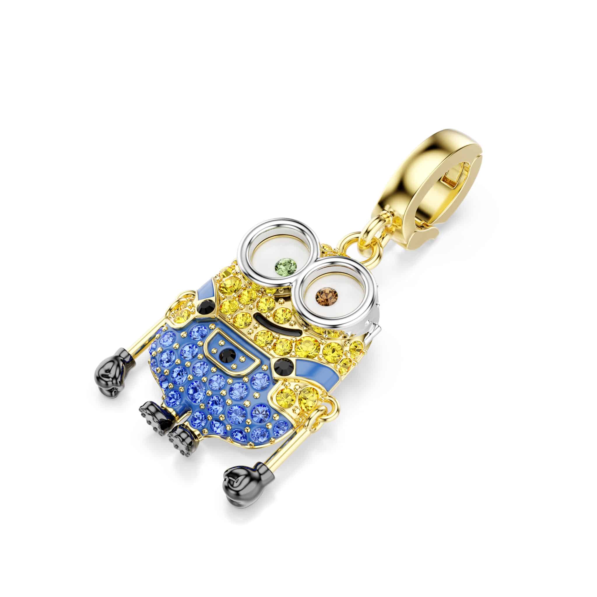 Swarovski Minions Bob charm with pavé details, featuring a detailed Minions character made of sparkling crystals.