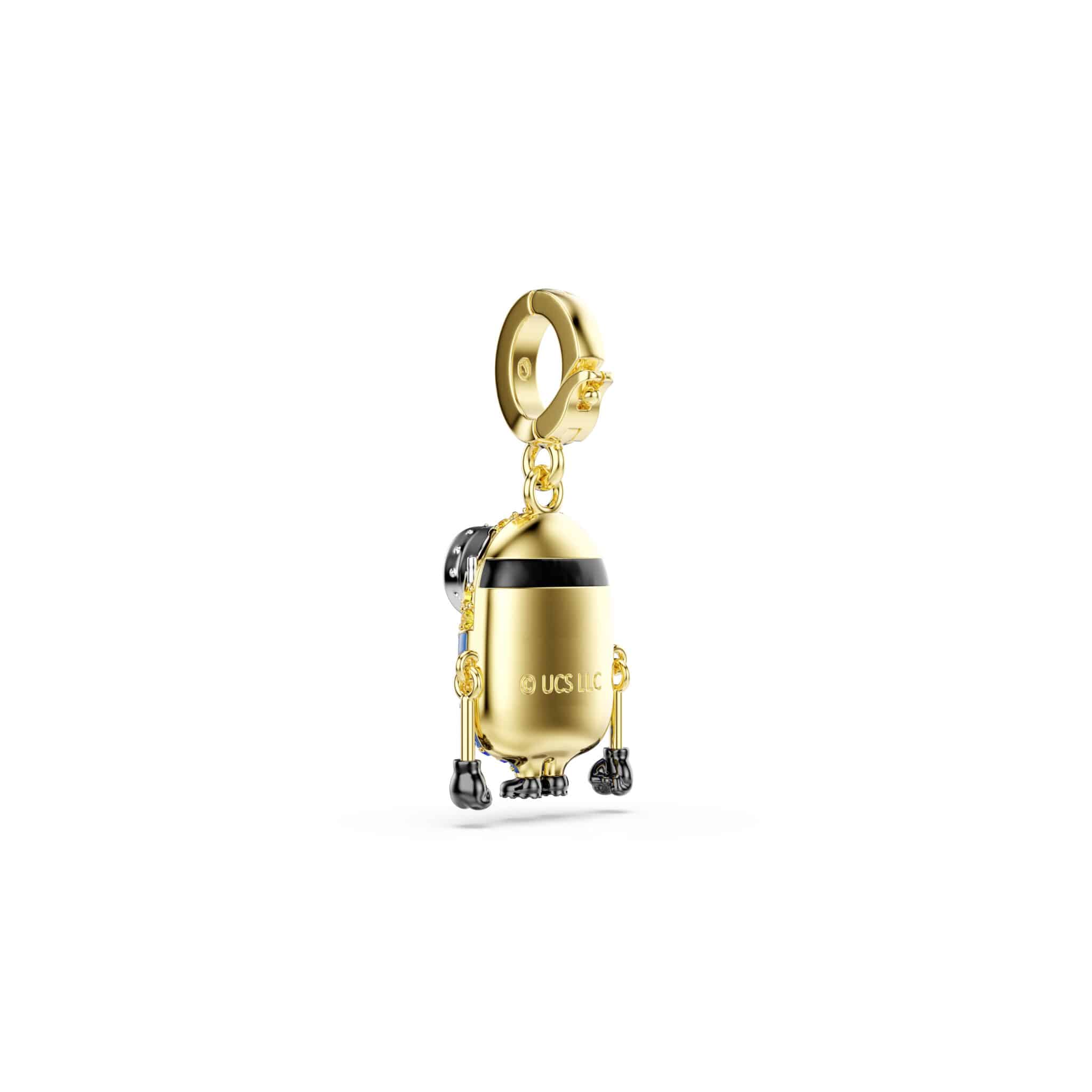 Swarovski Minions Bob charm with pavé detailing, featuring a playful Minions character in sparkling crystal and metal.