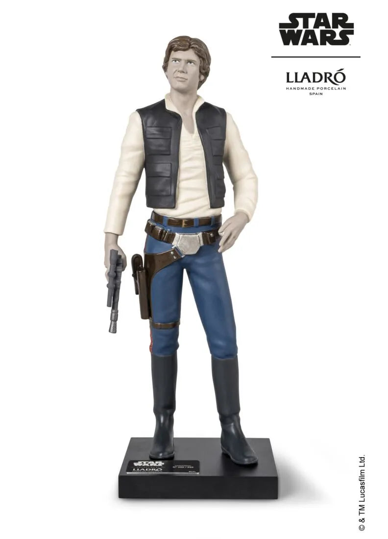 Limited edition Lladro Han Solo™ sculpture featuring detailed craftsmanship and a realistic depiction of the Star Wars character.