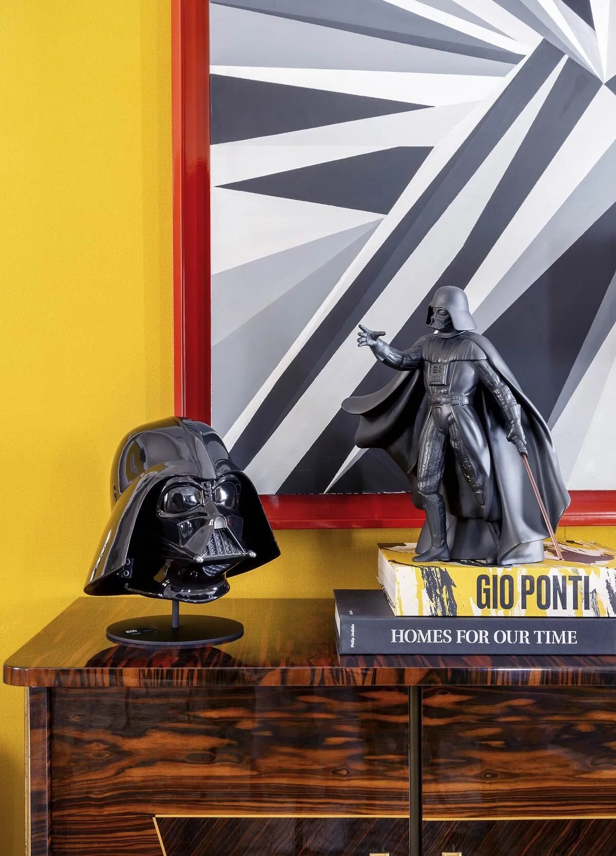 Lladro Darth Vader™ helmet sculpture, limited edition collectible with detailed craftsmanship and sleek black finish.