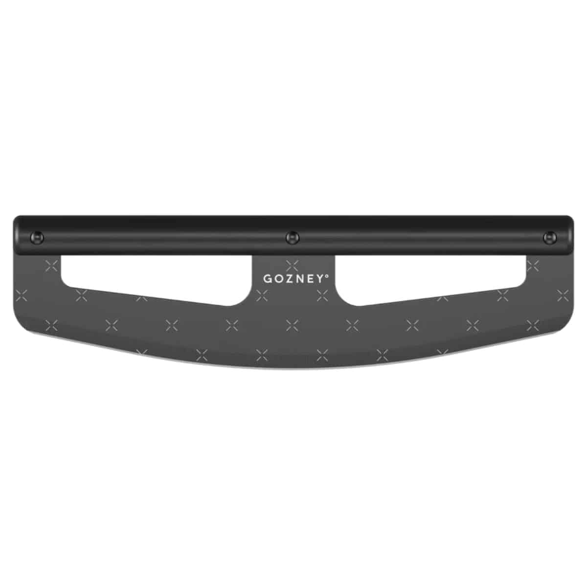 Gozney Pizza Rocker knife with curved blade for slicing pizzas, shown on a wooden surface.