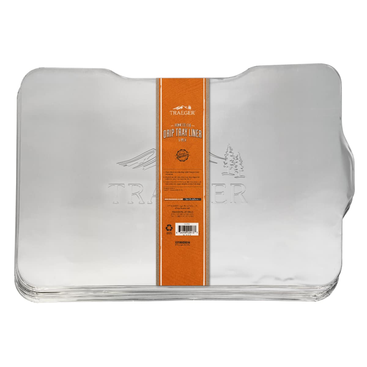 Traeger Ironwood 650 drip tray liner 5-pack, stainless steel, disposable liners for easy cleaning and grilling maintenance.