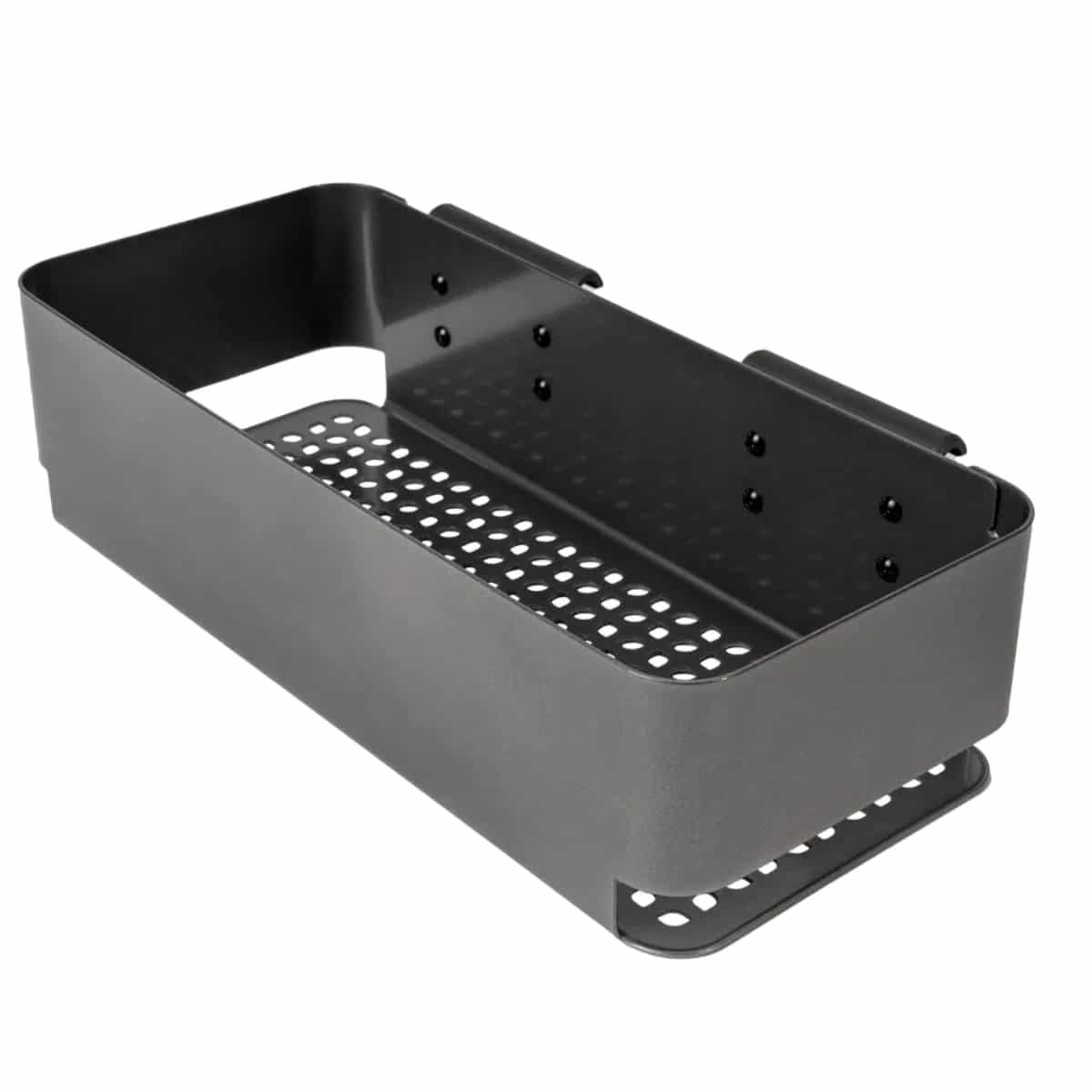 Traeger P.A.L. Storage Bin in black with lid, designed for organizing grilling accessories or pellets.