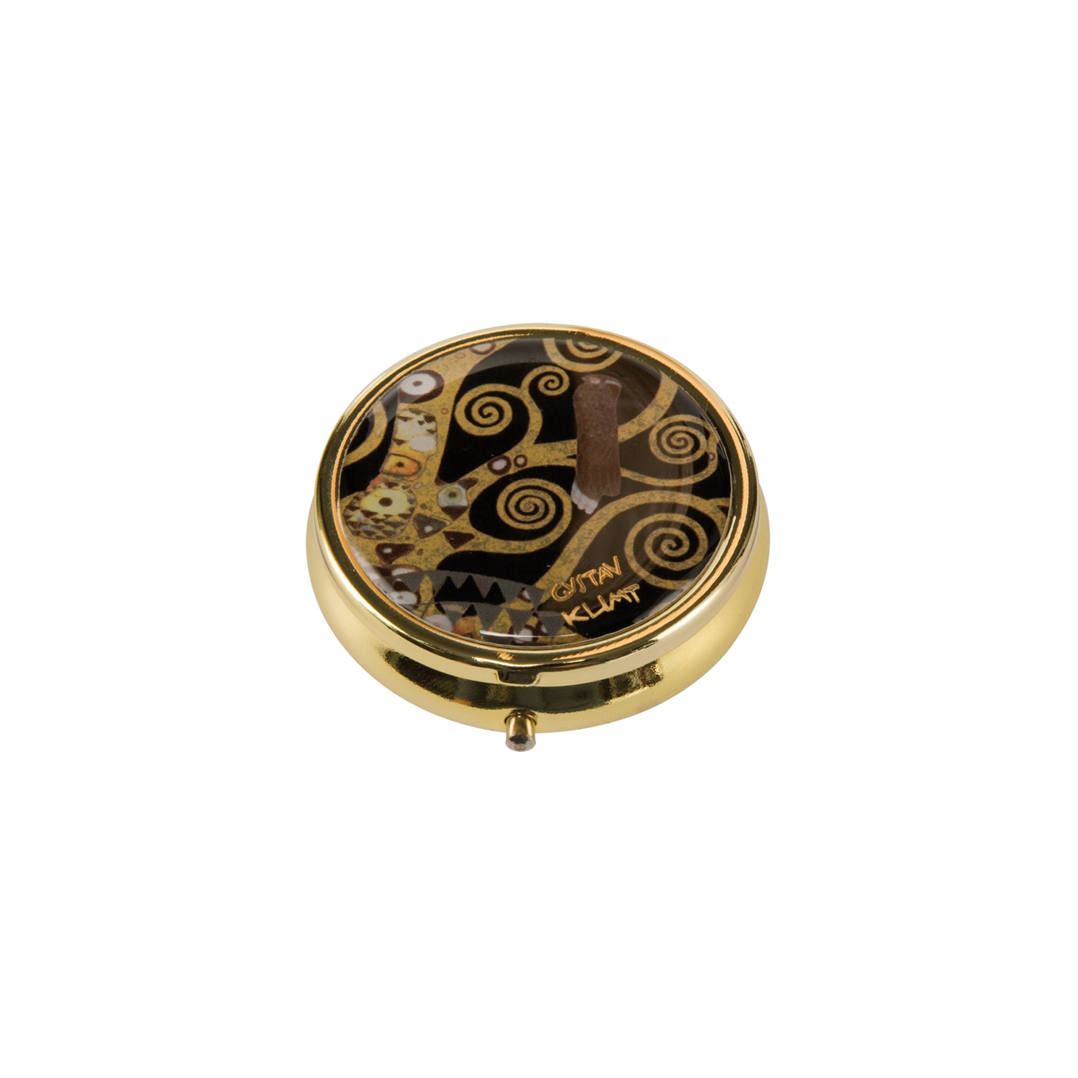 Goebel Pill Box featuring the Tree of Life design, 5cm, with detailed artwork inspired by Klimt's style.