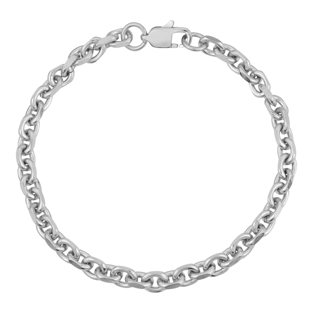 Steel bracelet with 5mm oval link cutting edges, crafted by ARZ Steel, featuring durable metal links and a sleek design.