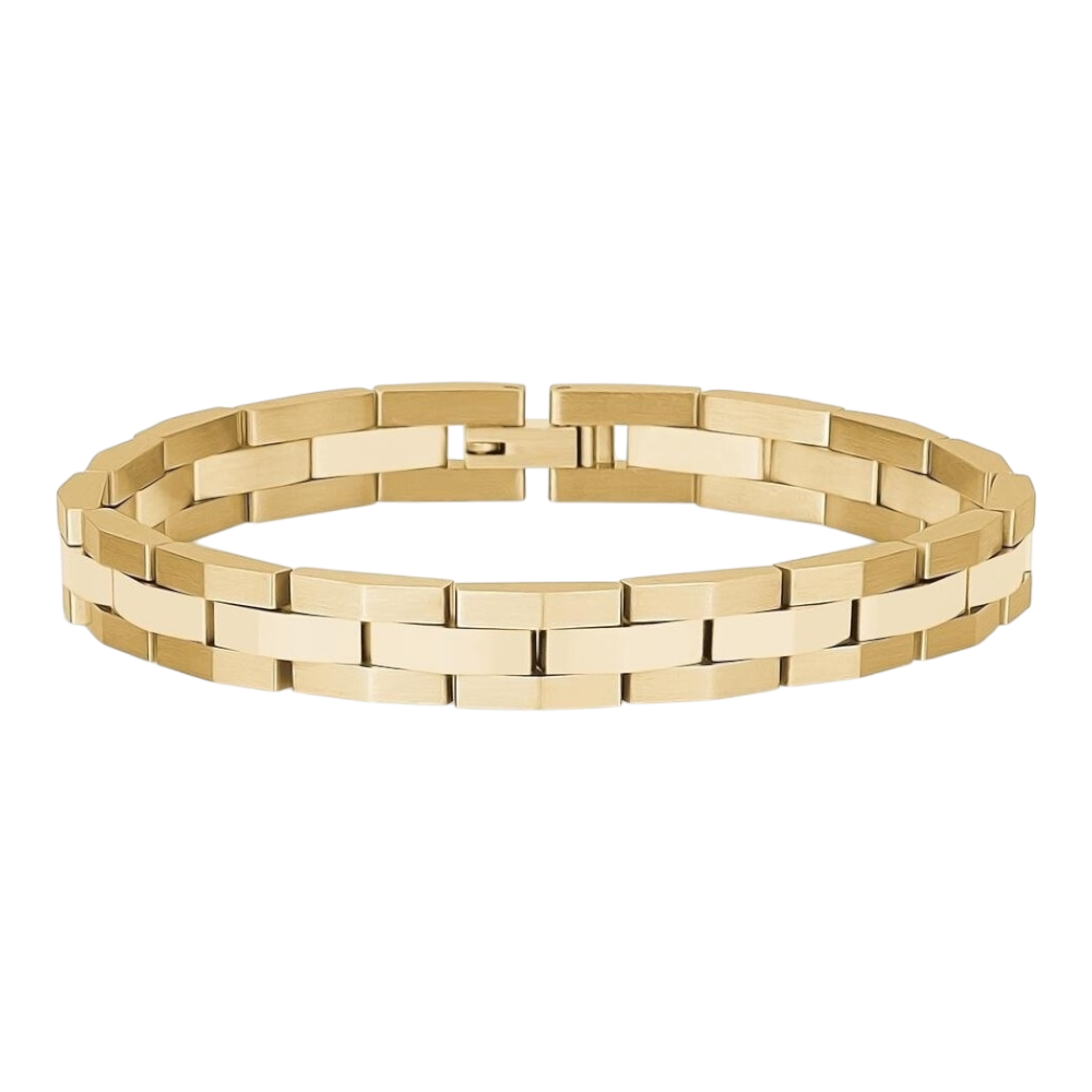 ARZ Steel gold 8mm steel link bracelet with polished finish, showcasing its sleek, interconnected chain design.