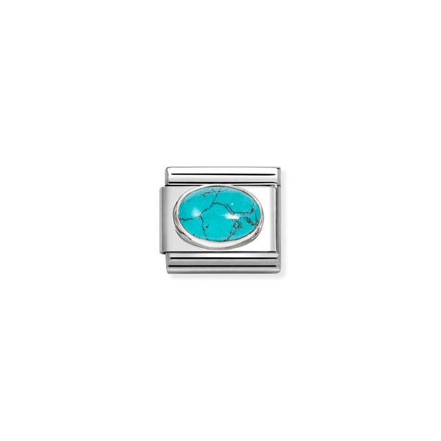 Nomination Composable bracelet with turquoise stone and silver accents, showcasing detailed craftsmanship and vibrant color.