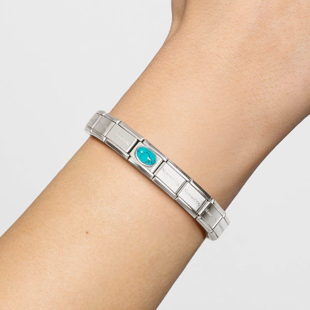 Nomination Composable bracelet with turquoise stone and silver accents, showcasing detailed craftsmanship and vibrant color.