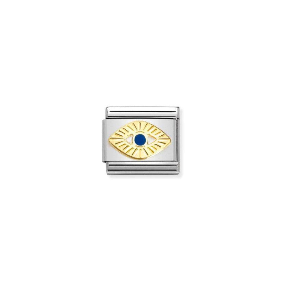 Nomination Composable Evil Eye Enamel jewelry piece with blue and white enamel design on a silver setting.