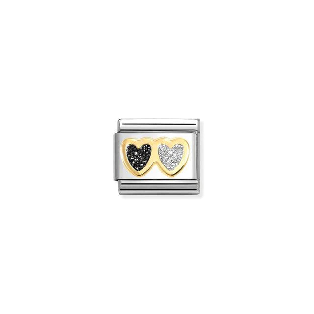 Nomination Composable Double Black and Silver Heart Glitter Symbol charm jewelry accessory image